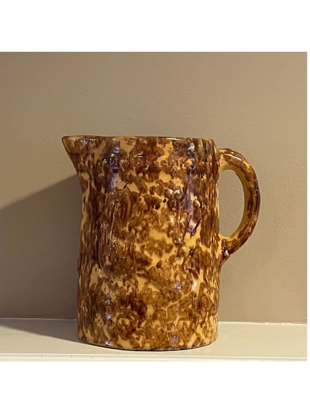 Antique Bennington Pottery Large Pitcher, Embossed Peacock Design